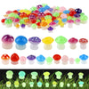 126pcs Luminous Mini Resin Mushroom Figurines  Glow in The Dark Tiny Statue Diverse Little Mushrooms Bulk for Dollhouse Decor Small Trinkets Fairy Garden Landscape Aquarium Craft Toys (Colorful)