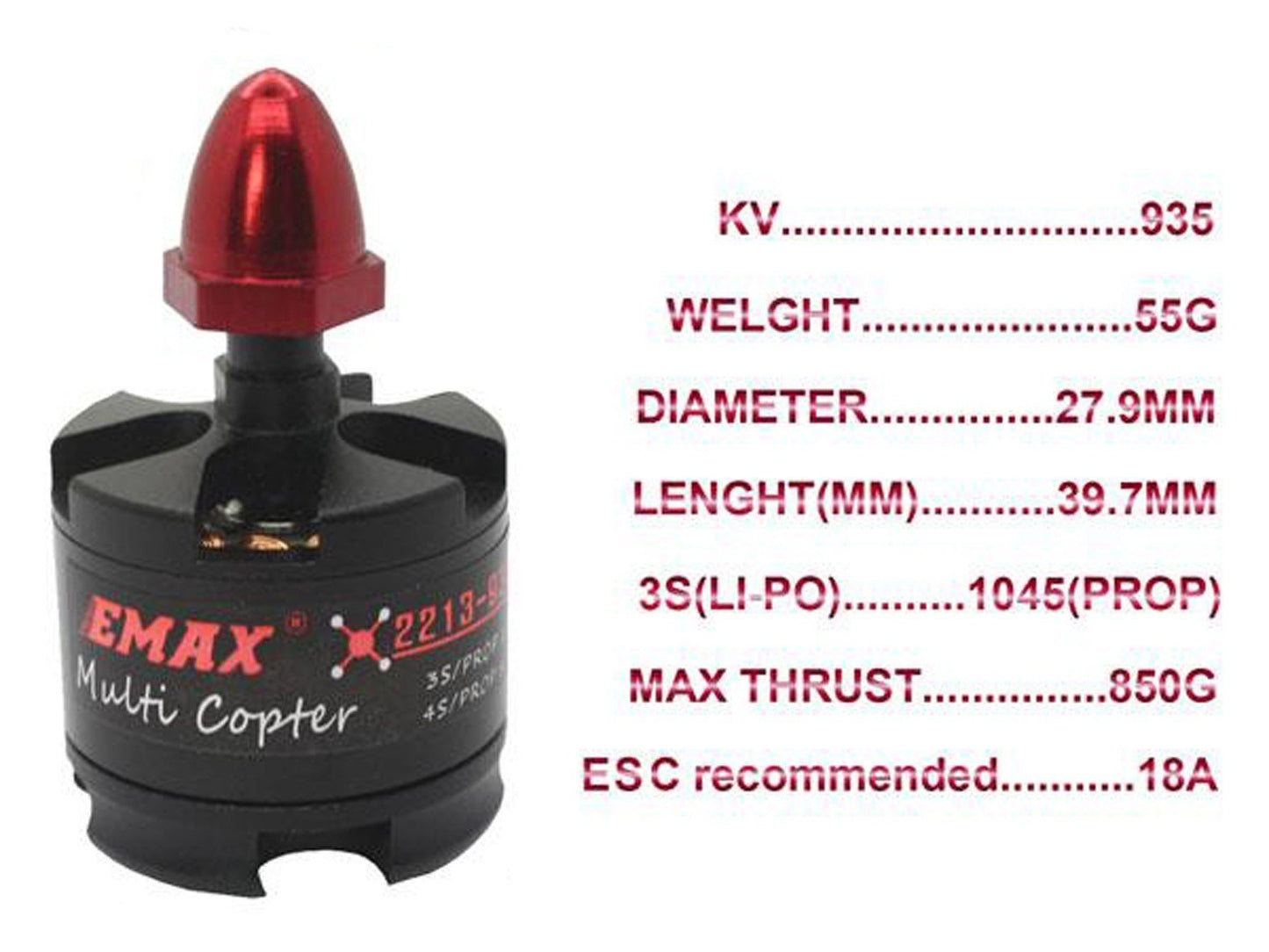 Hobbypower CW Emax Mt2213 935kv 2212 Brushless Motor CW for F450 X525 Quadcopter Hexcopter(Pack of 4pcs)