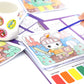 VKPI Water Coloring Activity Books, Watercolor Paint Books for Kids, 18 Mess Free Drawing Sheets, with 3 Painting Brushes, Gifts