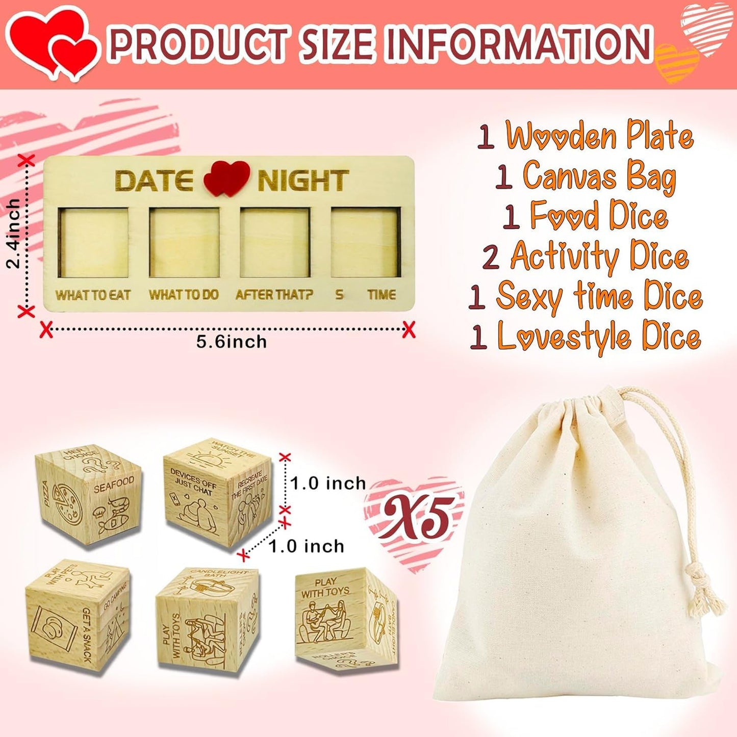 2024 New Date Night Dice For Couples, The Dicey Date Game, Activity Dice, Take Out Dice, Love Dice, Food Decision Dice, Date Ide