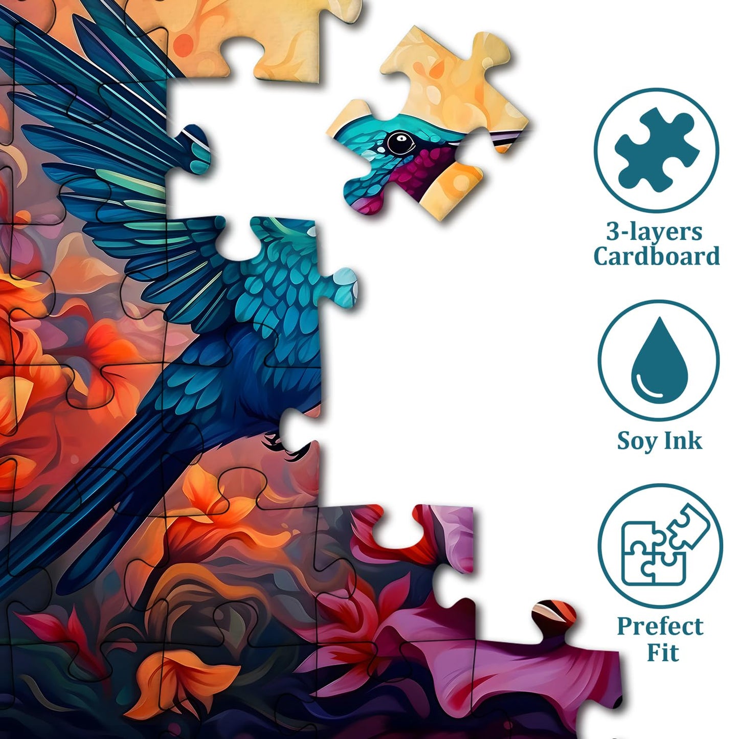 Hummingbird Puzzles For Adults 1000 Pieces Nature, Vintage Bird Art Flower Puzzle, Hummingbird Garden Spring Jigsaw Puzzles 1000