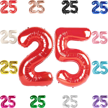 25 Balloon Number, Red Number 25Th Birthday Balloons 40 Inch, 25 Or 52 Years Old Red Birthday Decorations For Men Women, 25Th An