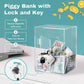 Imeepa Clear Acrylic Piggy Bank With Lock And Key For Kids Adults, Openable Money Saving Box For Cash Coins Real Money (Clear)