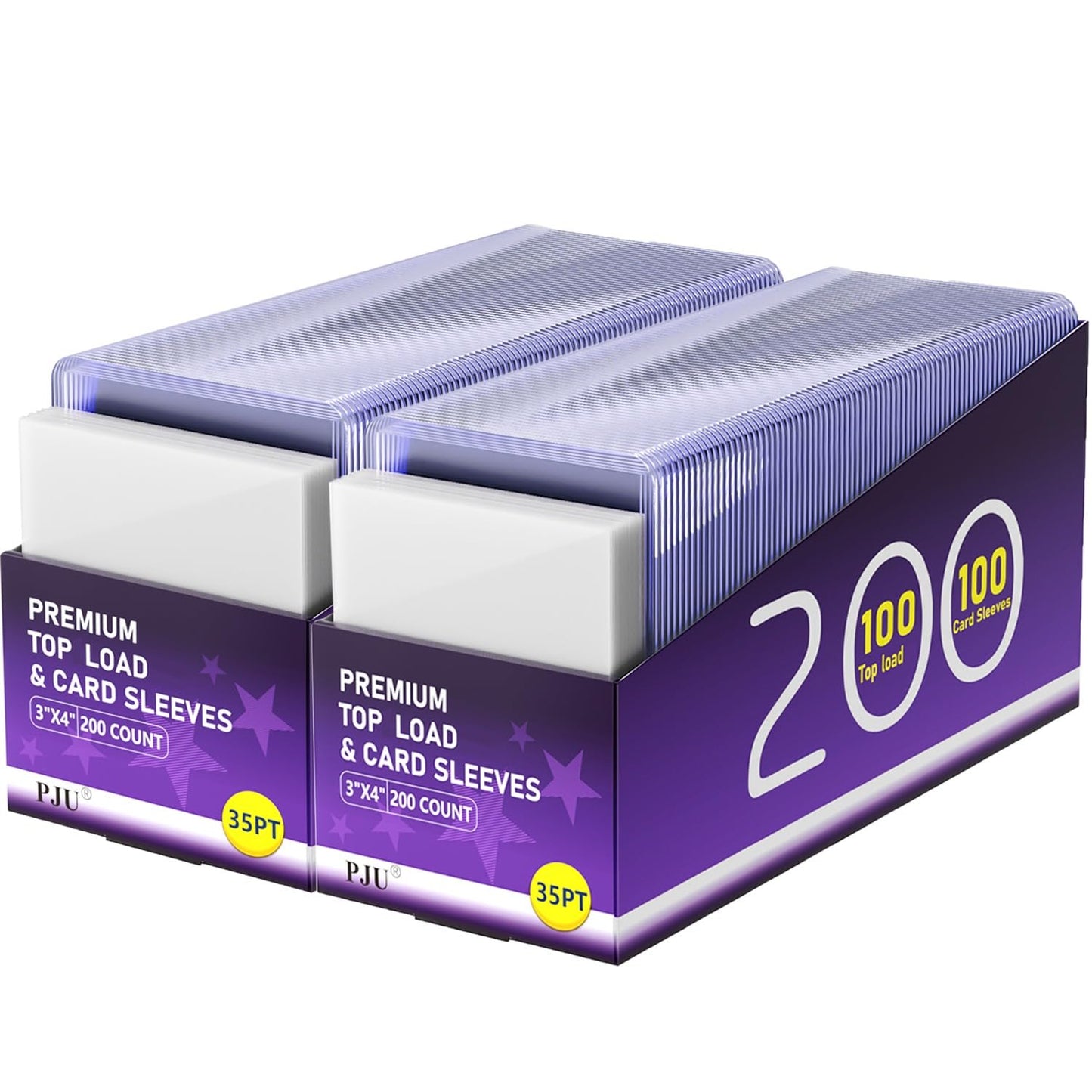 400 Card Sleeves Top Loaders for Cards  Toploaders enhanced Baseball Card Sleeve Hard Plastic  3 x 4 Trading Cards Holder  Sports Protectors(200 Toploaders + 200 Penny Sleeves)