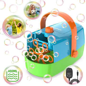 Bubble Machine, Automatic Bubble Blower, 8000+ Big Bubbles Per Minute, Bubble Maker For Kids Toddlers, Operated By Plug-In Or Ba
