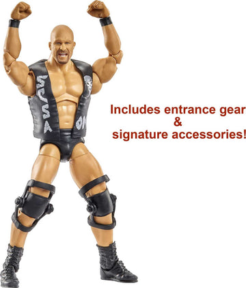 Mattel Wwe “Stone Cold” Steve Austin Wrestlemania Action Figure With Entrance Gear & Vince Mcmahon Build-A-Figure Pieces, 6-In Posable Collectible Gift For Wwe Fans Ages 8 Years Old & Up