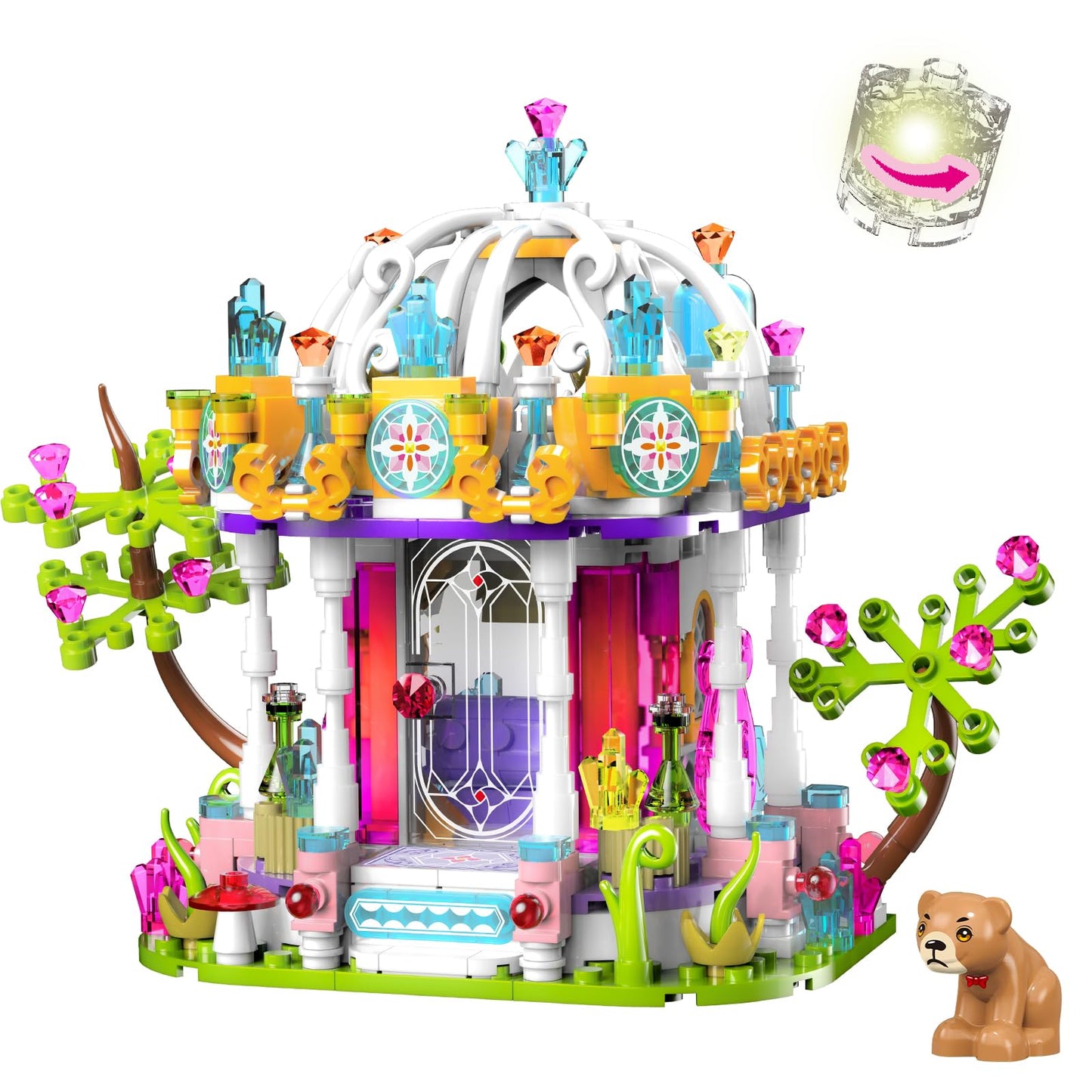 Jiutong Girls Princess Castle Building Set With Led Light,Friends Construction Educational Xmas Gift Toy For Kids Age 6-12 And U