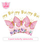 Butterfly Happy Birthday Tablecloth, Butterfly Party Decoration Rectangular Watercolor Butterfly Table Cover Spring Themed Plast