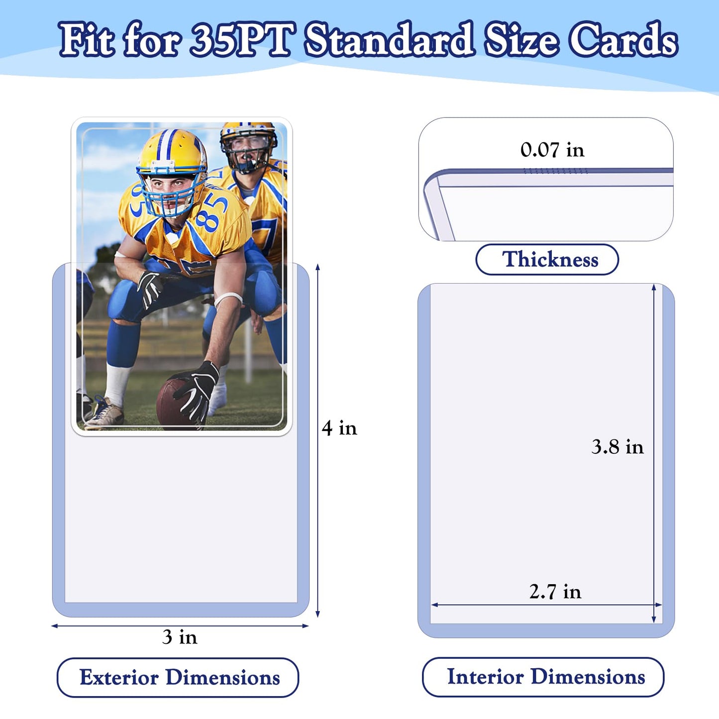 300 PCS TopLoaders Card Sleeves for Trading Cards, 3 x 4 Hard Plastic Baseball Card Protectors Card Holder Fit for MTG, TCG, Sta