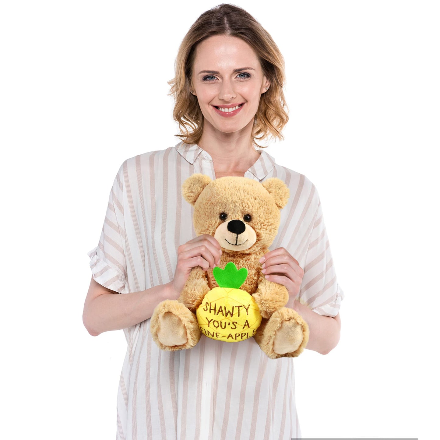 Benben Shawty U Fine Teddy Bear, Valentines Day Gifts For Her, Women, Girlfriend, Wife, 10 Inch Teddy Bear Stuffed Animal With Pineapple, Funny Bear Plush Toy For Birthday, Anniversary, Christmas
