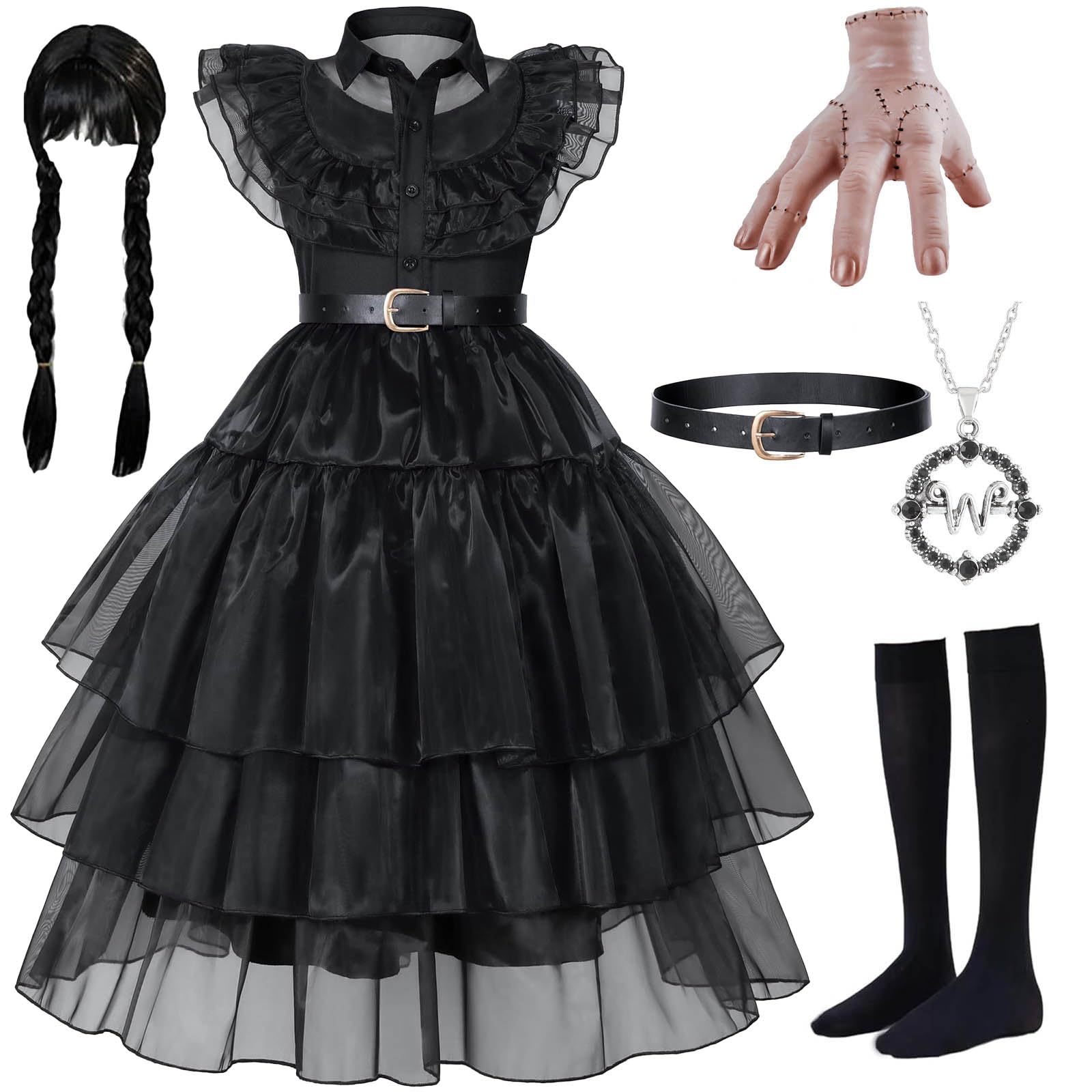 Black costume girls dress for Kids Black Dress Costume for Girls Halloween Cosplay Party (7-8 Years)