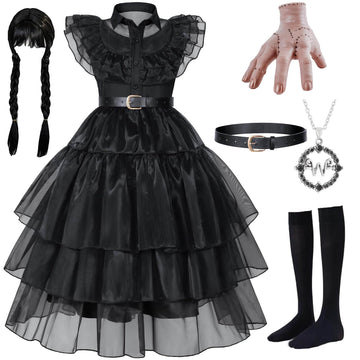 Black costume girls dress for Kids Black Dress Costume for Girls Halloween Cosplay Party (12-13 Years)