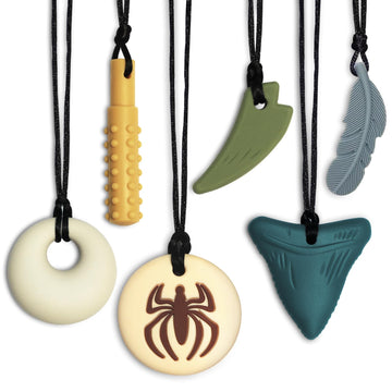 Chew Necklaces For Sensory Kids 6 Pack, Chewy Necklace Sensory Toys For Kids With Autism, Adhd, Spd, Silicone Boys Girls Chew To