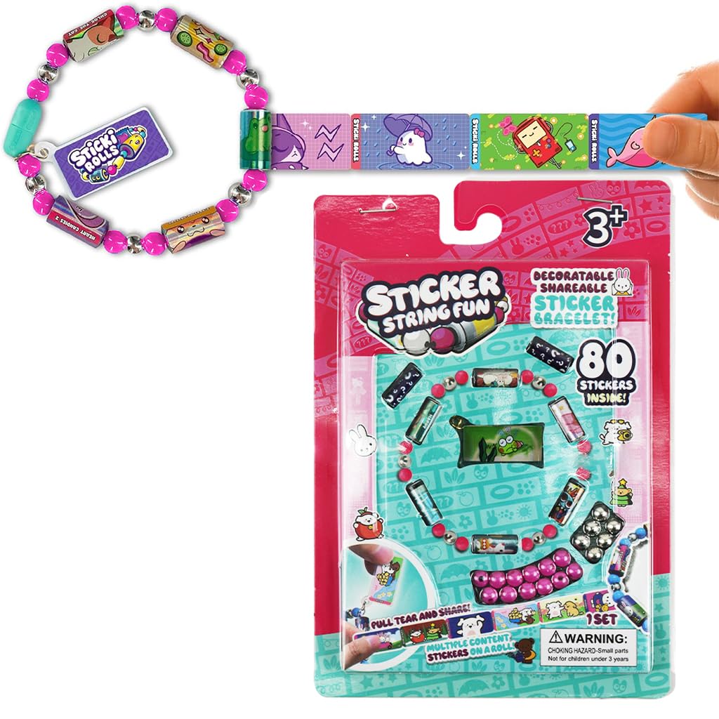 Patpat Diy Sticker Rolls Bracelet For Kids Girls Diy Cartoon Stickers Bracelet Making Kit With Spacer Beads Carry-On Bracelets S