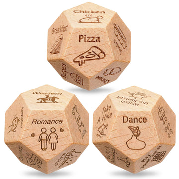oyeftp 3 PCS Dice Set for Couples, Food Dice Game Gifts for Her Him, Anniversary Day Food Decision Dice Couple Stocking Stuffers