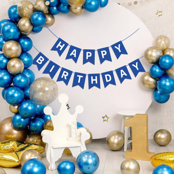 Hooqict Blue Happy Birthday Banner Sign For Backdrop Blue Birthday Decorations For Men Baby Boys 1St 2Nd 3Rd Party Banner Garland Bunting Flag Wall Door Decorations Supplies