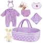 Babeside 8 Pcs Reborn Baby Doll Clothes With Bassinet For 17-22 Inch Baby Doll, Baby Doll Clothes Outfit Accessories Fit Newborn Baby Doll Girl