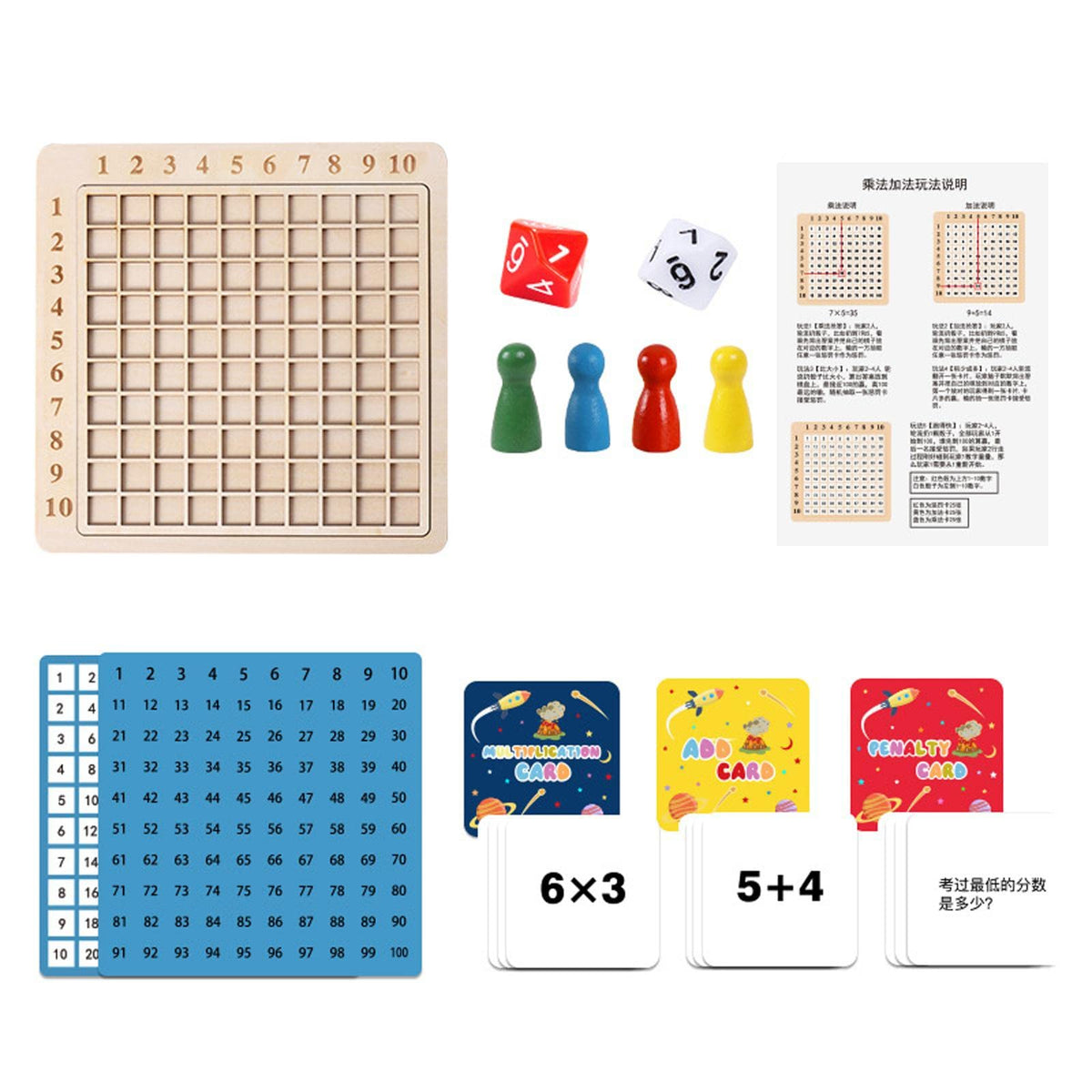 Ilsmysutra Montessori Multiplication Board Multi Purpose Math Toys Kids Children Basic|Toys For Baby|Developmental Baby Toys