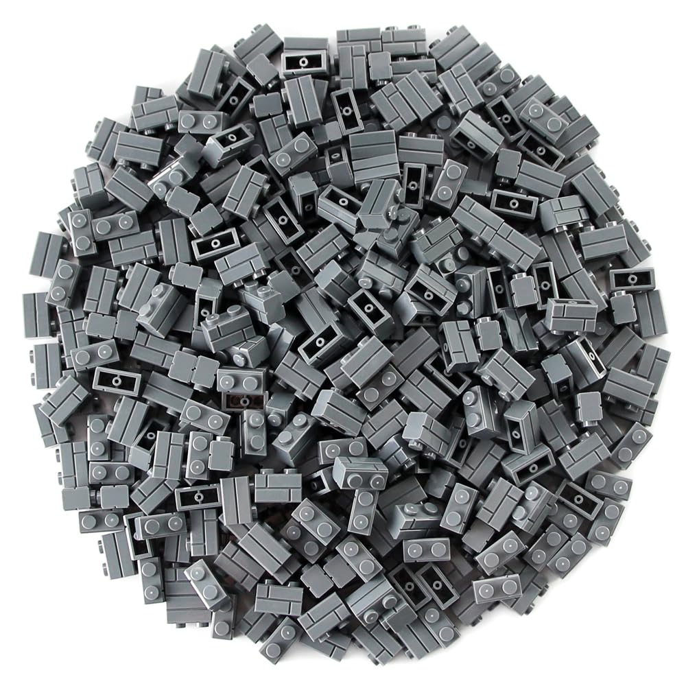 Feleph 360 Pieces 1X2 Masonry Profile Bricks Building Blocks For Wall Parts And Pieces Diverse Bulk Toy Set Compatible With Major Brands (Dark Gray)