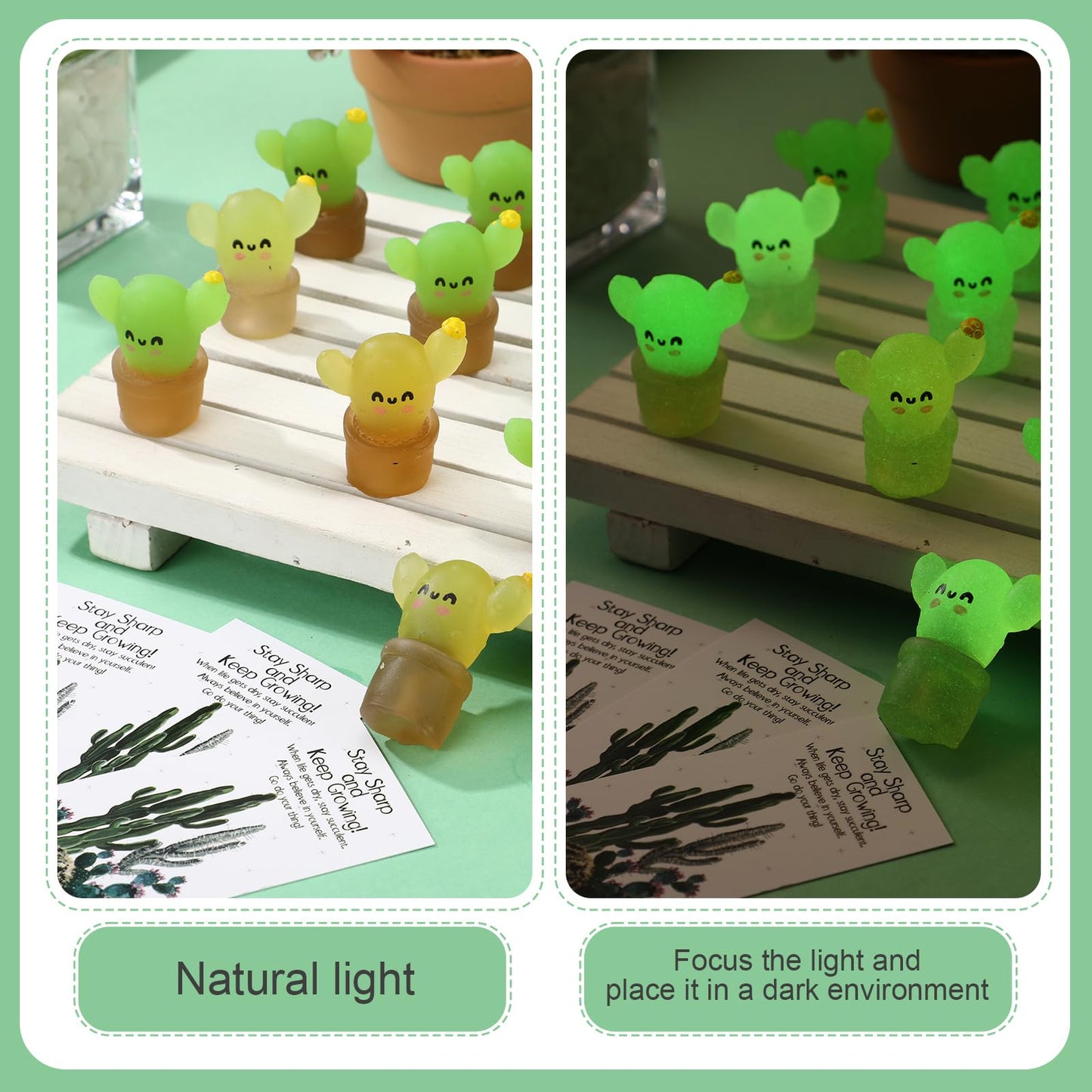 Wettarn Mini Cactus Stress Balls - 30 Sets, Green & Yellow, TPR Material, Funny Appreciation Gifts for Coworkers & Employees