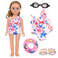 Msyo Doll Swimsuit Set For 18-Inch Doll, 7 Pcs Doll Swimming Accessories, 18-Inch Doll Bathing Suit Set, Fashion Doll Water Play