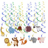Amosfun 30pcs Jungle Animal Hanging Swirl Decorations Ceiling Decor Swirls for Baby Shower Birthday Party Nursery School Forest 