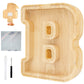 Bitreeworks Letter Piggy Bank, Personalized Wooden Coin Banks, Large Wood Money Peny Bank For Adults (9'', Alphabet B)