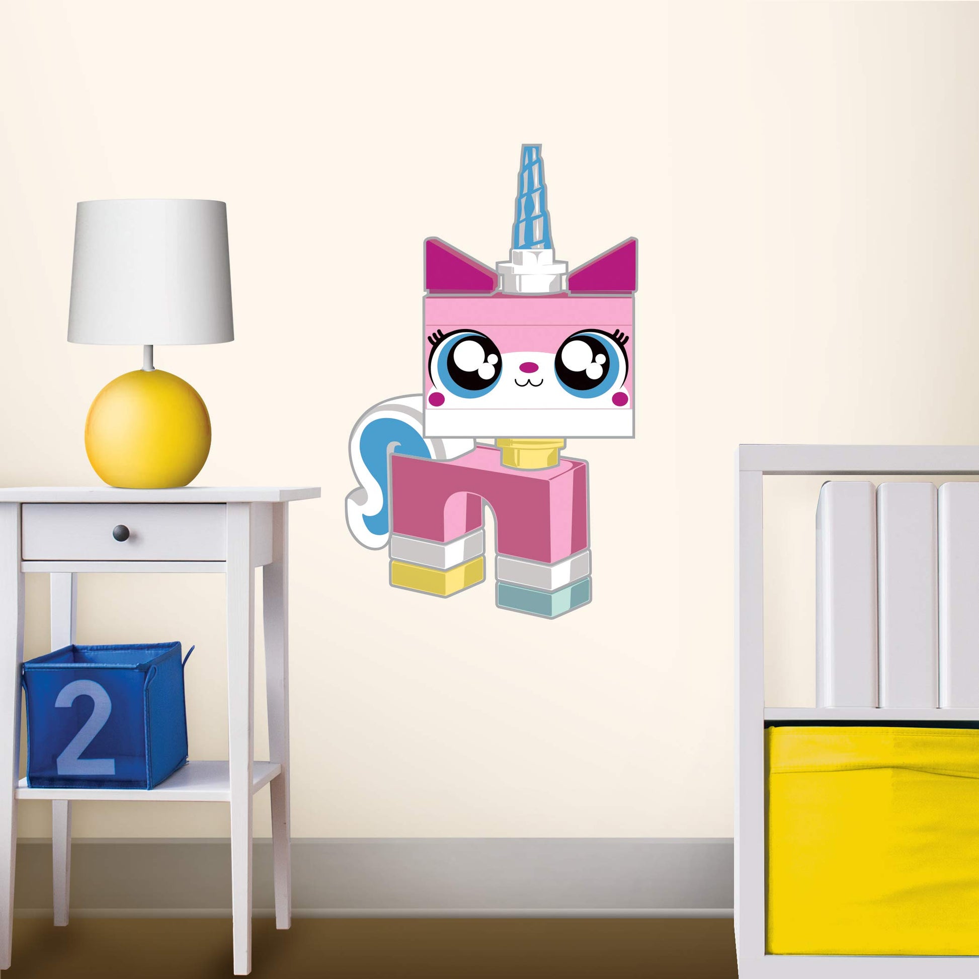 Lego Movie 2 Unikitty Staticker - Non-Adhesive, Static Cling Wall Decor for Bedroom, Game Room
