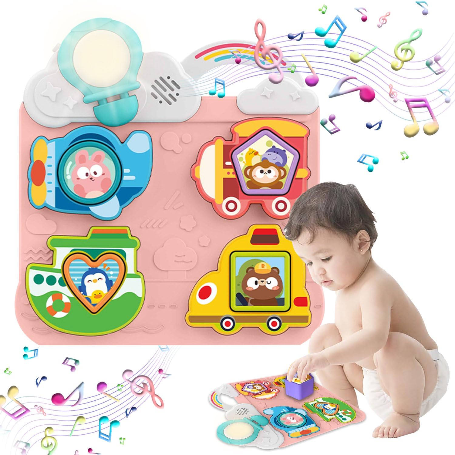 Elecart 1 Year Old Girl Toys LightUp Musical Shape Sorter Toy For Baby  Fun Vehicle Sound Puzzle For Toddler Montessori Learni