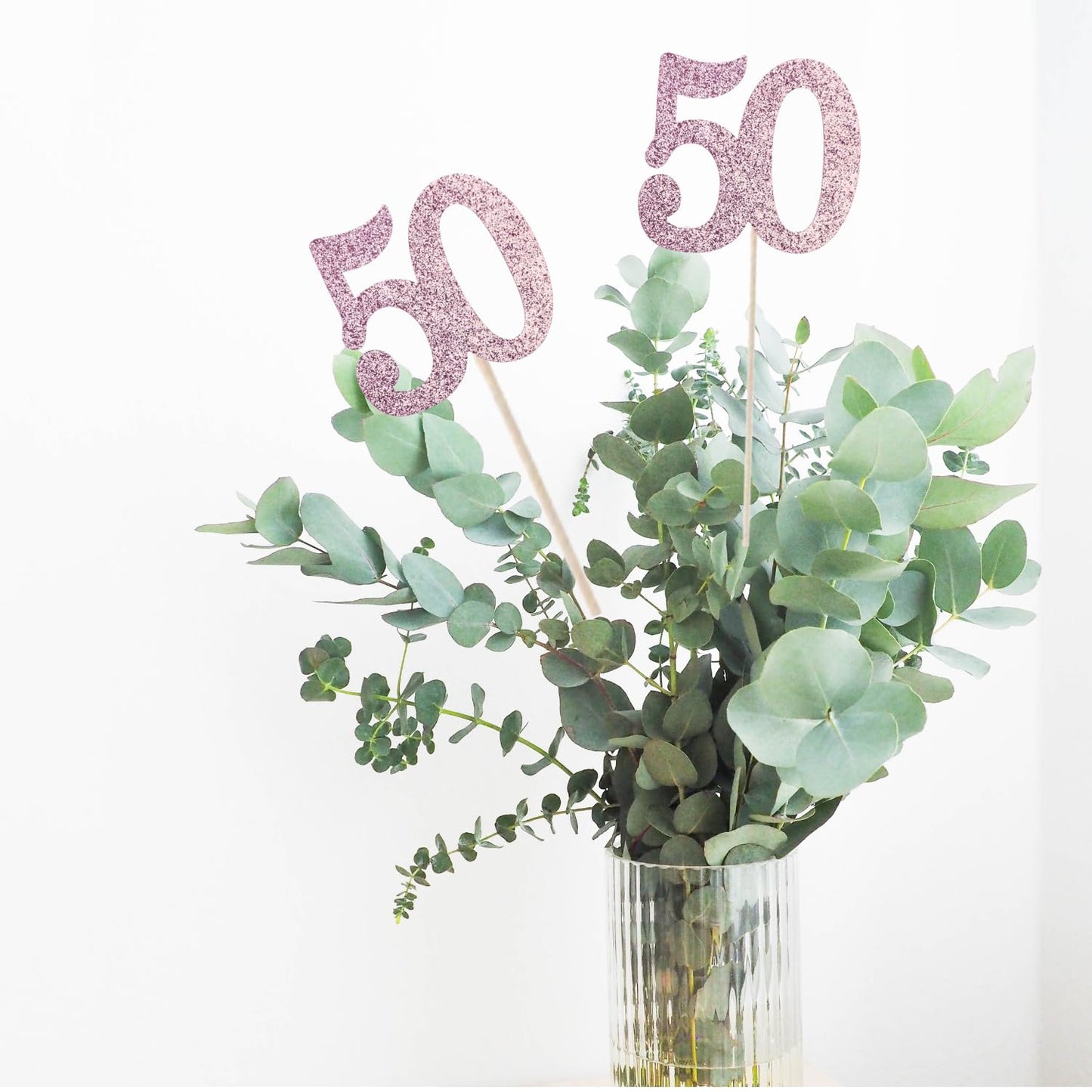 10-Pack Double Sided Glitter 50Th Birthday Centerpiece Anniversary Centerpiece Sticks, Number 50 Table Topper Cake Topper For 50