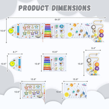 Nigwet Rocket Activity Wall Busy Board Panels - Sensory Wall Panel For Kids, Montessori Toddler Wall Activity Board, Wall Toys F