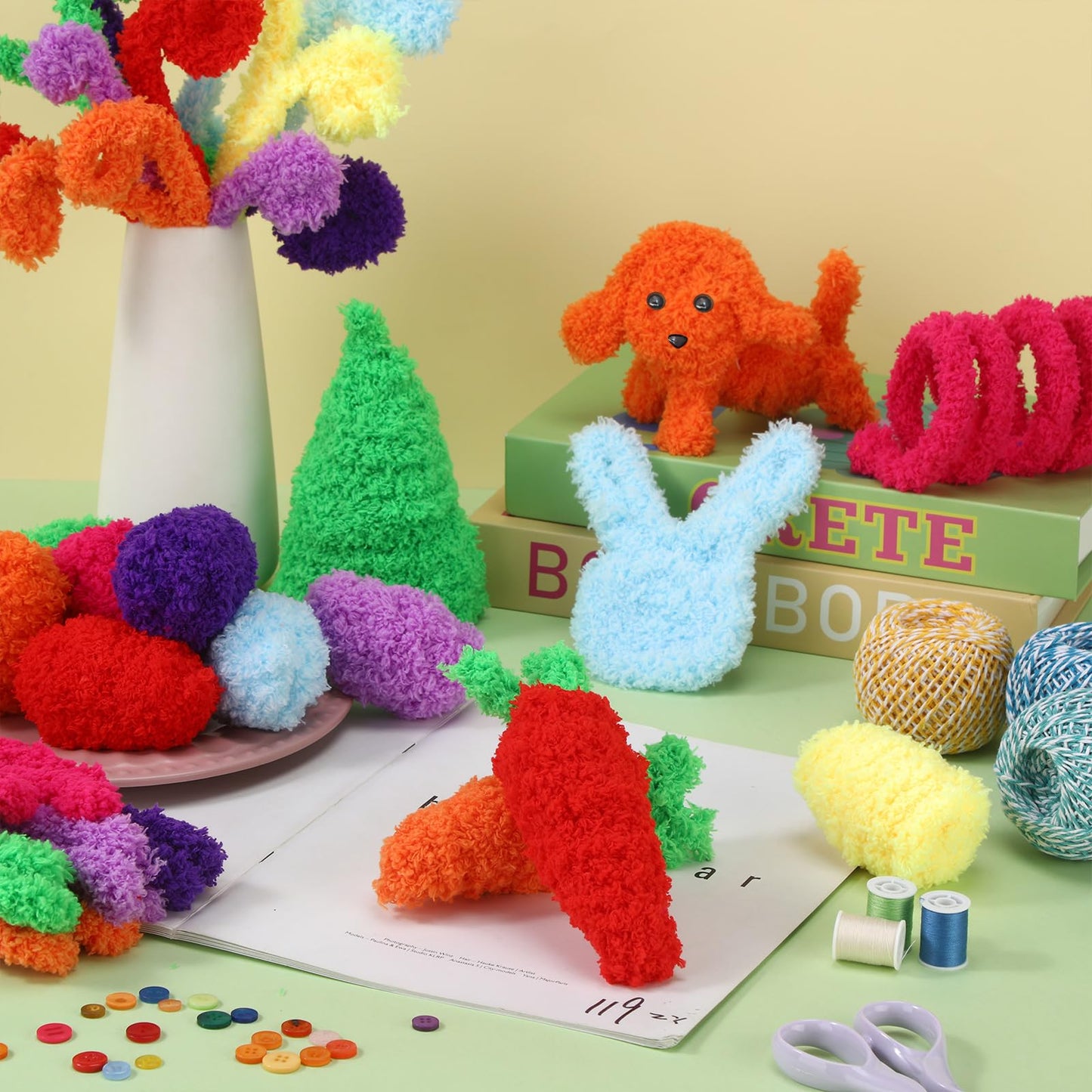 Sonwyoung 24 Pcs 39.37 Inches Jumbo Pipe Cleaners Bulk Coral Fleece Fur Thick Pipe Cleaners Chenille Stems Craft Supplies Valent