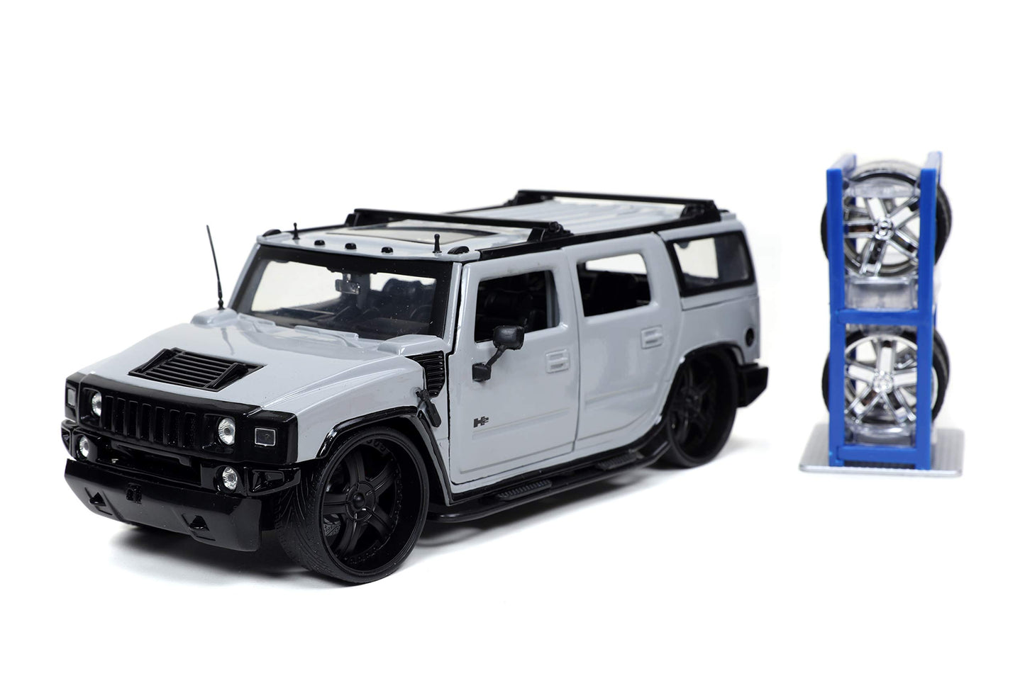 Jada Toys 1:24 Die-cast Hummer H2 Car Model 32310 - Grey, Rubber Material, Perfect for Kids and Adults