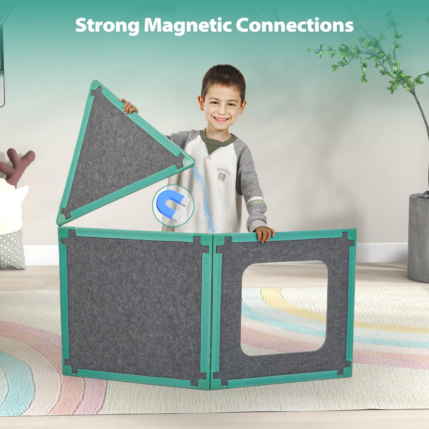20-Piece Magnetic Fort Building Kit for Kids - Giant Modular Playhouse Panels, STEM Construction Toy for Creative Indoor Play, A