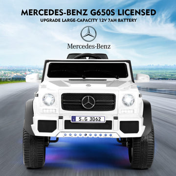 Fitnessclub JOYLDIAS Kids Ride On Car, Mercedes-Benz Maybach G650S, 12V, Large, White, 2.4G Remote, 3 Speeds, LED Lights