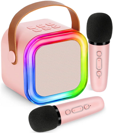 Mini Karaoke Machine For Kids,Girl Toys,Karaoke Microphone Wireless For Kids,Gifts For 4,5,6,7,8,9,10 Year Old Girl Toys (Pink)