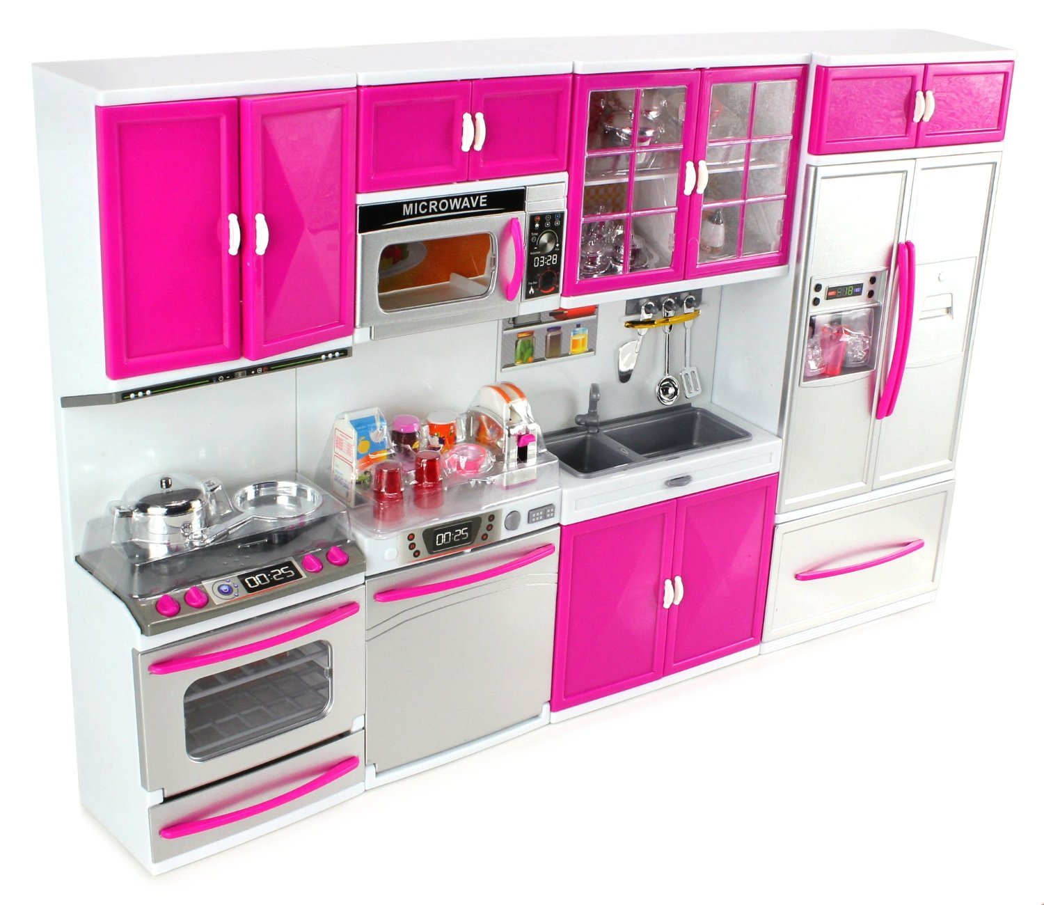 Doll Playsets My Modern Kitchen 32 Full Deluxe Kit with Lights and Sounds, 21 x 13.8 x 4 -Inches.