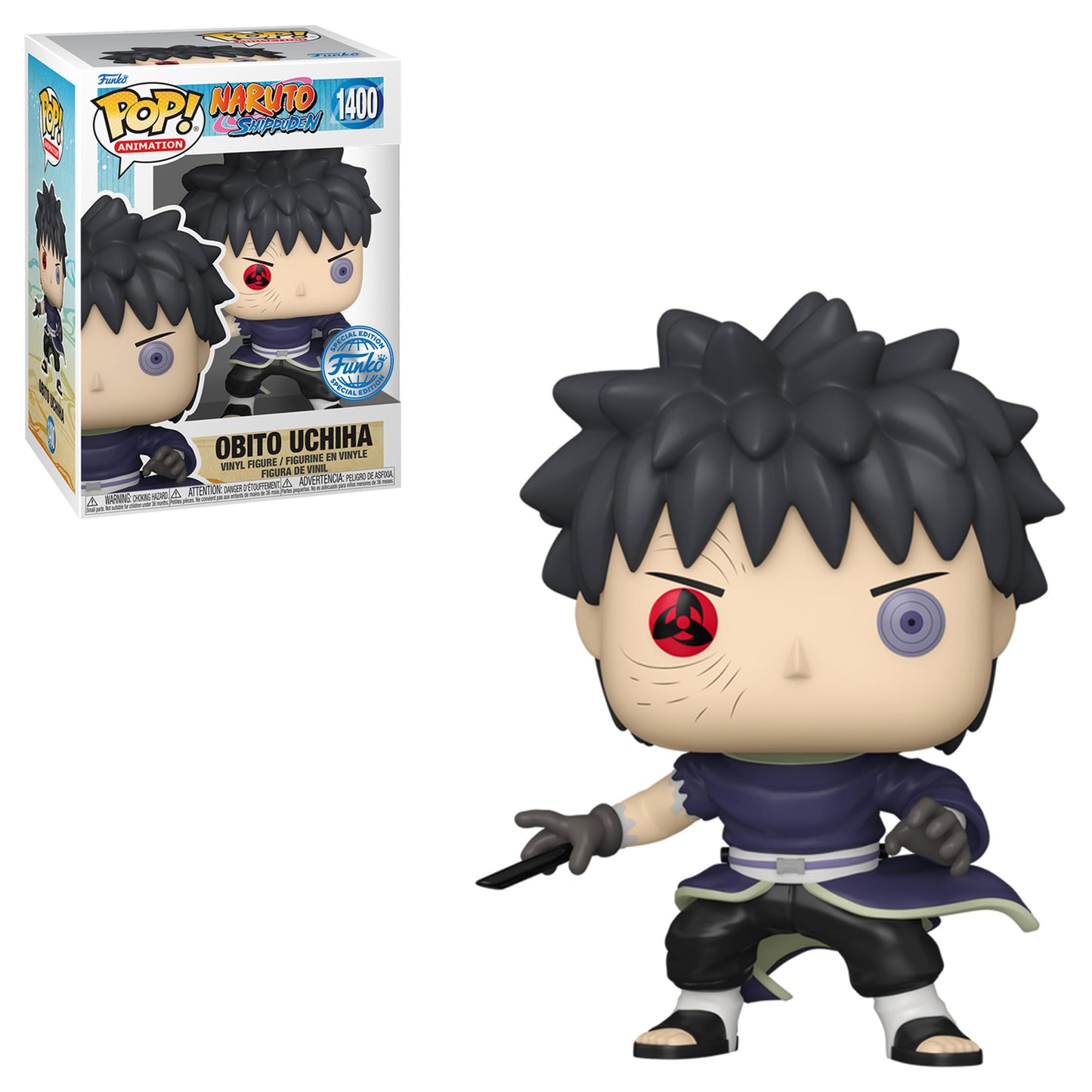 Funko Pop! Naruto Shippuden Obito Uchiha Unmasked Figure - Red and White, Entertainment Earth Exclusive, Model 68270