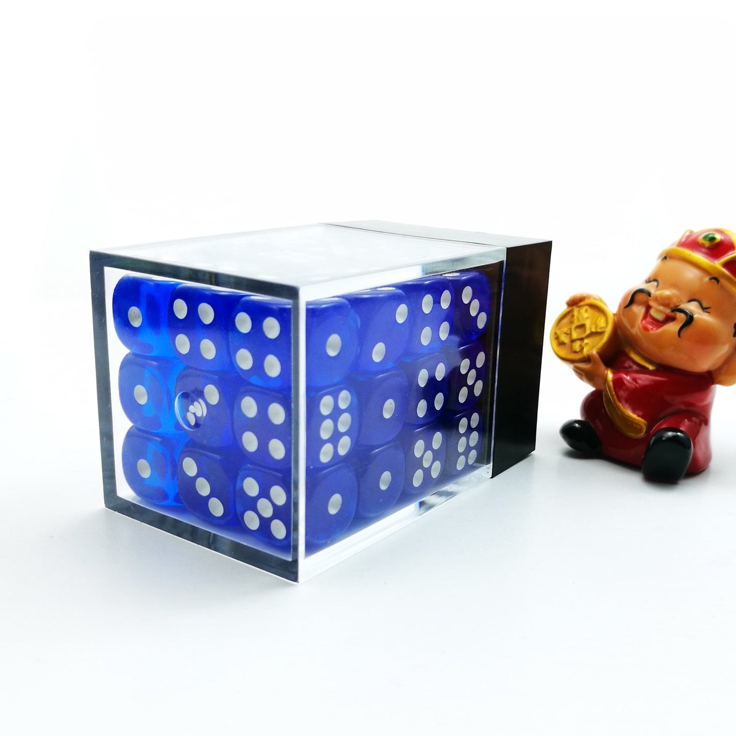 Bescon 12Mm 6 Sided Dice 36 In Brick Box, 12Mm Six Sided Die (36) Block Of Dice, Translucent Blue With White Pips