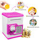 Atm Piggy Bank For Boys Girls, Vcertcpl Mini Atm Coin Bank Money Saving Box With Password, Kids Safe Money Jar For Adults With Auto Grab Bill Slot, Great Gift Toy Bank For Kids (Purple White)