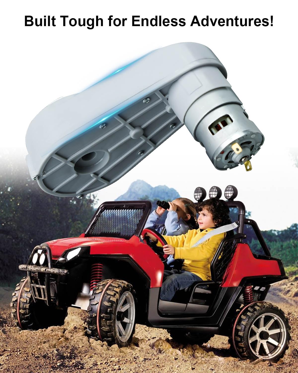WUMZIJ 2PCS 24V RS775 Kids Ride On Car Gearbox, High-Speed Electric Car Upgrade for Children, Plastic, 18V-24V