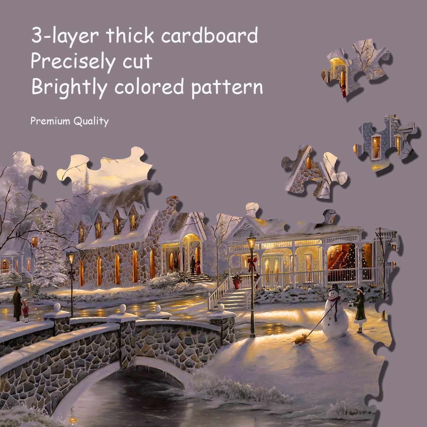 Jigsaw Puzzles for mature-themeds  Thomas Winter Holiday -Kinkade Jigsaw Puzzles for mature-themeds 1000 Pieces and Up  Christmas Puzzles Gift for Women &Mom