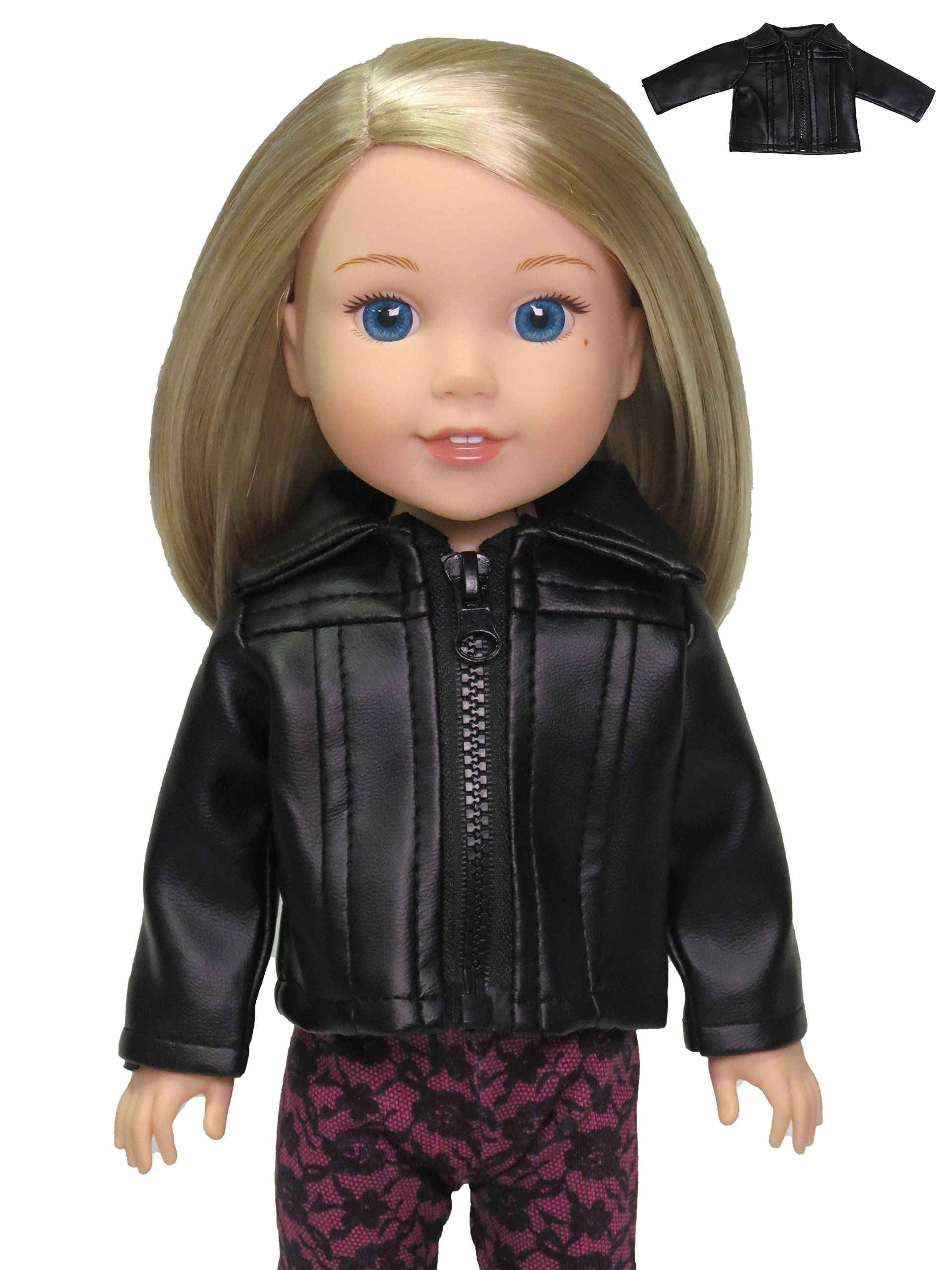 American Fashion World Leather Jacket for 14-Inch Dolls | enhanced Quality & Trendy Design | Dolls Clothes | Outfit Fashions for Dolls for Popular Brands