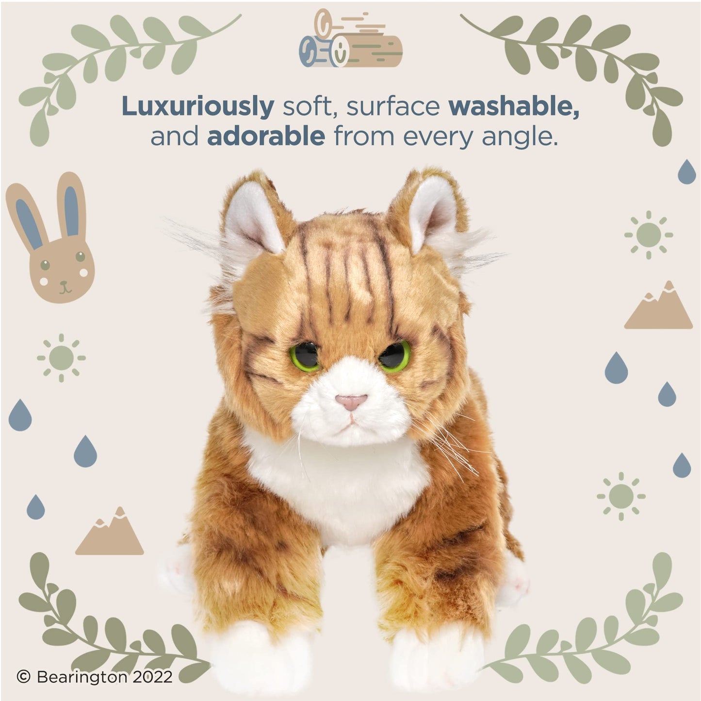 Bearington Manny The Tabby Cat Plush, 10.5 Inch Orange Cat Stuffed Animal