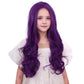 Duduwig Purple Wig Kid Girls Long Purple Wig Synthetic Hair Wigs Ombre Purple Wigs Natural Wavy Hair Wigs Hair Net Include