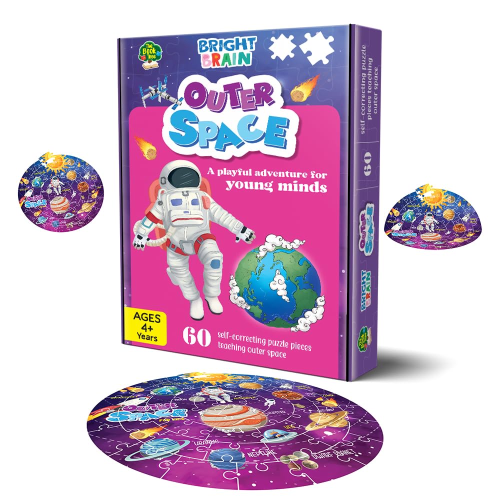 The Book Tree Bright Brain Outer Space 60 Piece Jigsaw Puzzle For Preschoolers, Educational Toy For Learning Space, Gifts For Ki