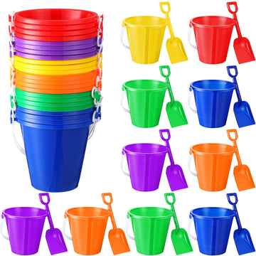 Sratte Beach Sand Buckets and Shovels Sets for Boys Girls, Plastic Beach Pails Sand Toys for Summer Pool Party Favors(24 Packs)