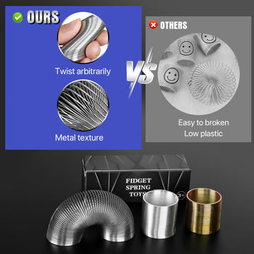 Metal Fidget Spring Toys, Quiet Cool Stress Relief Toys 6 PCS Set for Adults Office Desk Spring Walking Toy for Classroom Prize