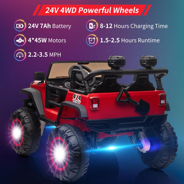 24V Ride on Car Toys, Remote Control 4 Wheels Electric Power Car for Toddlers Kids Boys Girls, 2 Seater Motorized Ride on Cars V