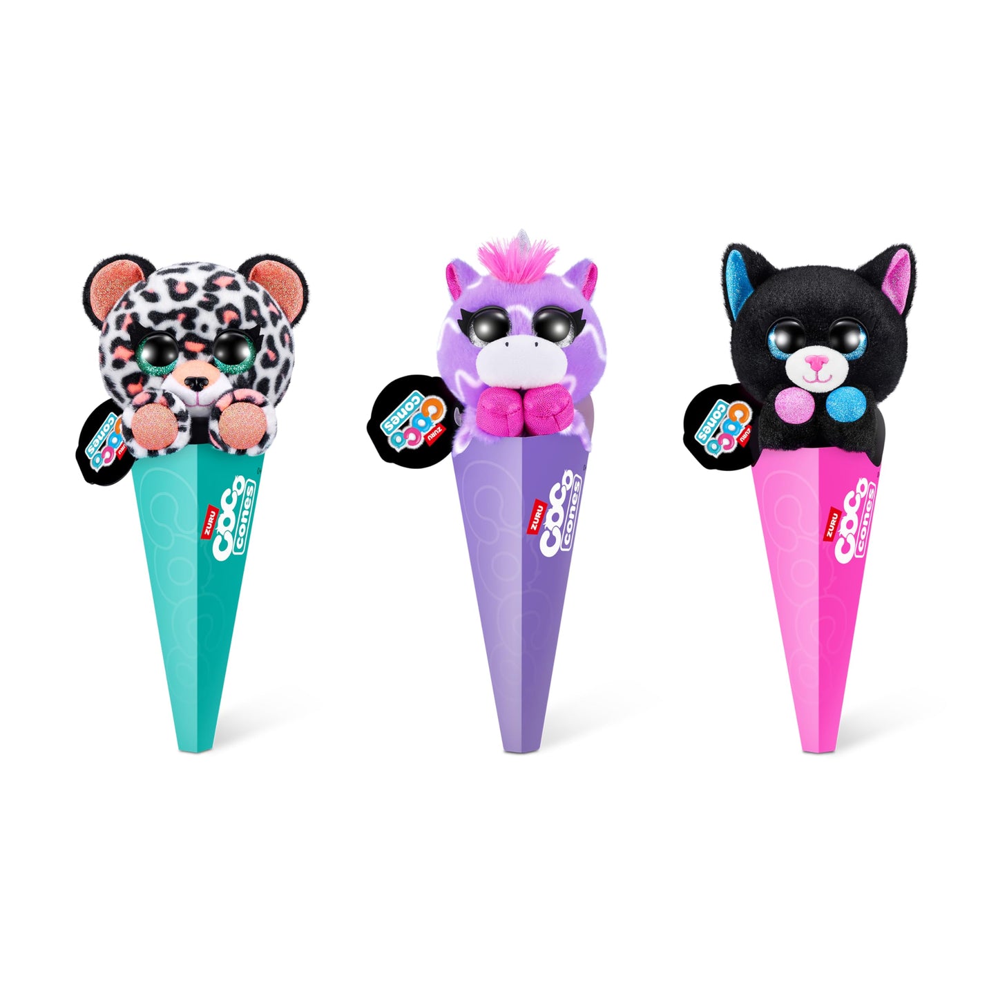 Coco Surprise Neon (Random 3 Pack) by ZURU Randomly Assorted Animal Plush Toys with Baby Collectible Pencil Topper Character Toy